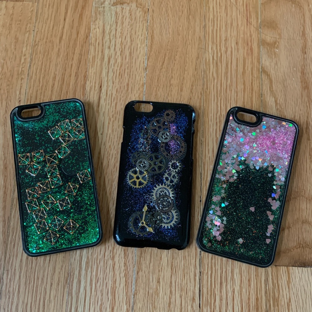 black glitter phone case set